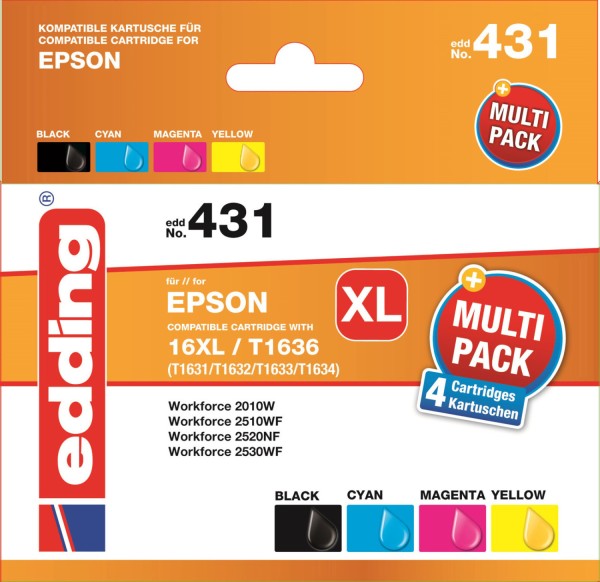 Original Edding Tinte Patrone 431 für Epson 16XL Multi Workforce 2010 2510 2520 2530