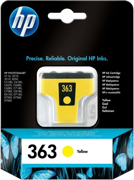 Original HP 363 Tinte Patrone gelb PhotoSmart 3108 3110 3210 3310 8250 MHD