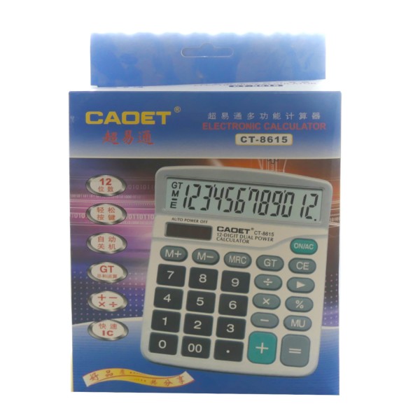 47011_CAOET_Electronic_Calculator_CT-8615_Taschenrechner_Grau