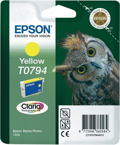 Original Epson Tinten Patrone T0794 gelb für Stylus Photo 650 710 810 1400